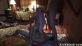 Straight Arab in uniform serviced by local working girl in threesome with military group