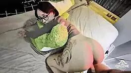 She says, 'Thank you for the alligator toy, daddy.' Then bends over for wet pussy play.