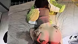 She says, 'Thank you for the alligator toy, daddy.' Then bends over for wet pussy play.