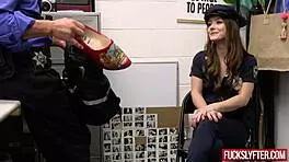Sexy Cop Records Stealing and Gets Fucked!