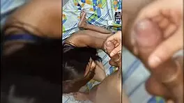 My friend's old lady gets deepthroat and ball licking