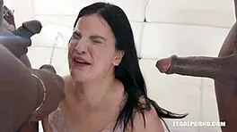 kizzy six gets double anal interracial fucking outdoors