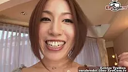 Wow, this petite Asian teen 18+ does a creampie gangbang in hotel! 😲