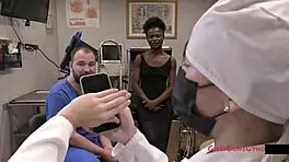 In the Hospital, Petite Nurse Rina Arems SPREADS Her Shaved Pussy During Yearly CHECKUP