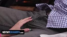 stepgrandpa deepthroats monster cock, big ass bouncing in old whore act