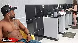 Young girl sends boyfriend to the supermarket to have sex with a well-endowed guy in the garage featuring Lorrany Exotica