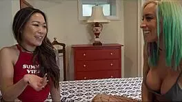 minnie scarlet and vanessa skye are having a threesome with a big cock