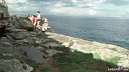 German young couple fucks outdoor on mallorca vacation with blowjob and cumshot