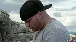 German young couple fucks outdoor on mallorca vacation with blowjob and cumshot