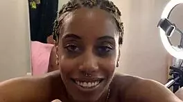 Sloppy head from petite blonde on big black cock