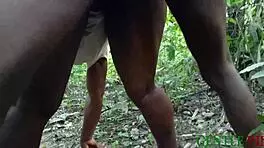Fat teen gets fucked doggystyle by big black cock on ranch.