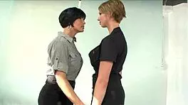 destiny porter and shay fox share a moment on the desk