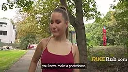 cute european girl with great knockers removes condom mid outdoor pickup for cash