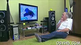 old fart licks young 18+ pink vagina blowjob sucking hardcore amateurs