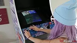 little asian skank with small tits rides big cock