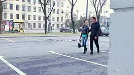 Naked Dude Licks Shaved Pussy Of A Half-Naked Babe