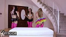 Sara Luvv and Sasha Heart dive into butthole licking with intense rimjob action.