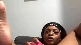 kashofficials upclose hairy pussy play with dildo and vibrator fingering wet tight ebony ass