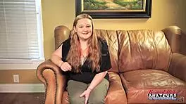 Curvy Redhead Rose Masturbates, Gives a BJ, and Gets Her Pussy Fucked! 😉