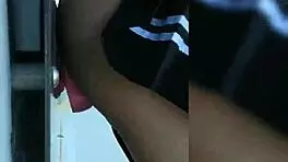 Fucking my dildo outside neighbors house with shoes and stockings