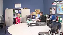 German student convinces teacher for office sex