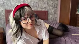 naughty college girl teases in lingerie with a cute fetish twist