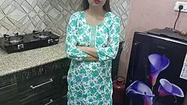 Indian Stepmom Interacts with Stepson in Kitchen