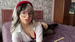 naughty college girl teases in lingerie with a cute fetish twist