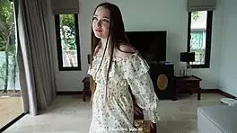 trying on a new dress then getting fucked hard at home.