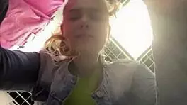 in public, this teen got her pussy creampied after squirting from fingering.