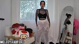 Beautiful mature woman tries on sheer shein outfits