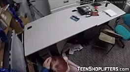 Redhead Teen Krystal Orchid Banged Hard With Deepthroat Blowjob And Doggystyle In Office For Thieving!