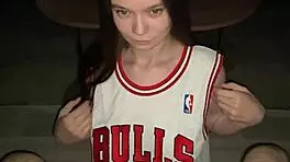 Hey stepdad, can I kneel and give you a deep blowjob until you cum on my big natural tits?