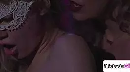 petite blonde getting facesitted by lesbian sugarmom, kissing and tribbing her way to orgasm.