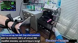 Dr. Tampa performs relaxed gynecology exam on Mira Monroe.