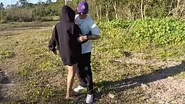 amateur petite girl with tight pussy gets creampie in outdoor interracial anal fuck