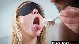 Coco Lovelock intensely sucks her stepdad's cock in masked reality