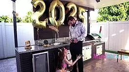 the skinny teenie shows off her skills with the big cock, leading to an exciting new year thrill