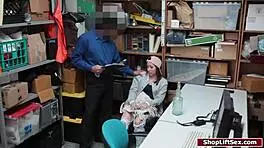 teen shoplifter fucked on officer's desk