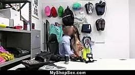 Naughty Teen Latina Caught Shoplifting Rides Officer Cowgirl Style in Office Hardcore