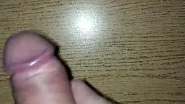 Young guy masturbates with big cock until intense cumshot in solo session