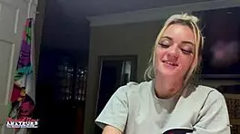 skinny blonde cutie sassy sucks cock then gets pussy pounded hard!