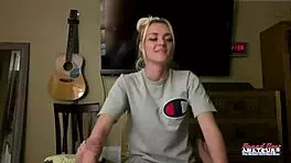 skinny blonde cutie sassy sucks cock then gets pussy pounded hard!