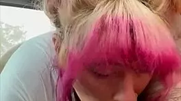 real hooker sucks and fucks bareback in car, takes load in mouth 😏