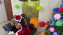 Happy new year celebration with two beautiful women