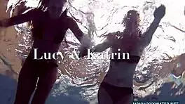 katrin and lucy big tits underwater in bikini nudist beach fun