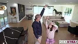 Sweet Teen Deepthroats Grandfather in Shy School Scene