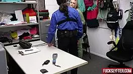 Bikini model thief caught by security guard and gets fucked