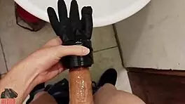 Huge Monster Cock Masturbates With Homemade Fleshlight At Work