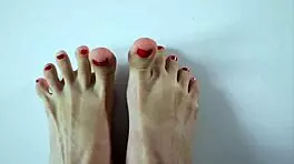 Close Up Footjob Cum On Feet Eating Sperm